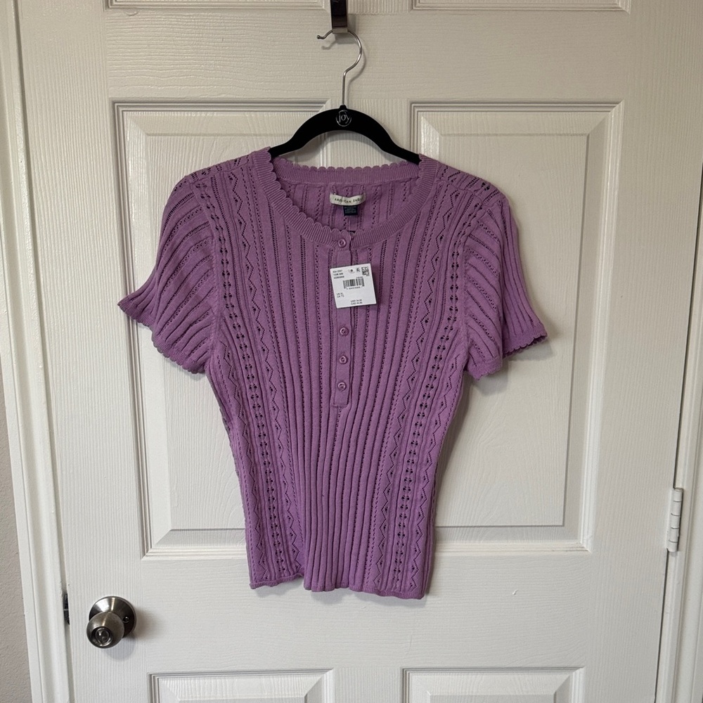American Eagle purple short sleeve sweater top